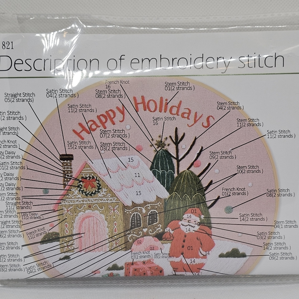 Happy‎ Holidays Santa Claus Christmas Embroidery Cross Stitch Kit 11.5" x 11.5"